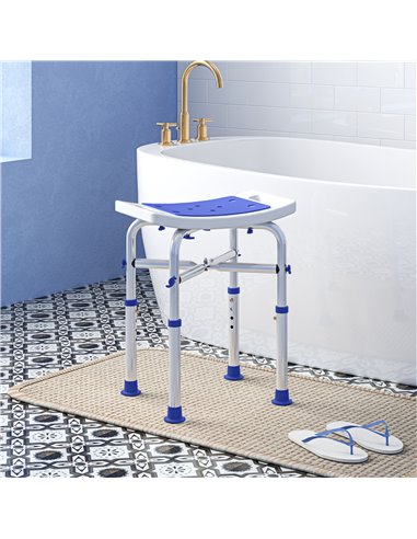 HOMCOM 44-51.5cm Aluminium Frame Shower/Bath Stool - White 713-115V00VT