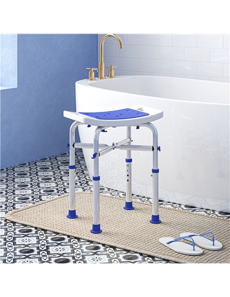 HOMCOM 44-51.5cm Aluminium Frame Shower/Bath Stool - White 713-115V00VT - pic 110247 | FastDaddyshop