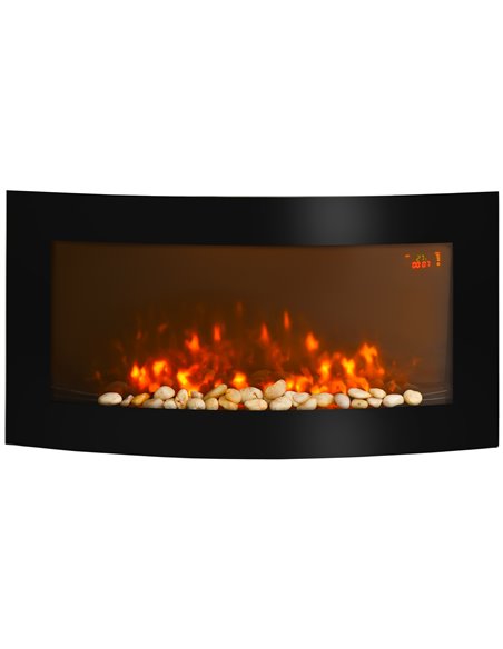 HOMCOM Led Wall Mounted Fireplace Curved Glass Electric Fire Place Fire Place 7 Colour Side Lights Slimline, 1000/2000W, 89.2cm  - pic 110249 | FastDaddyshop
