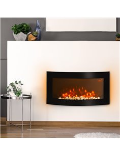 HOMCOM Led Wall Mounted Fireplace Curved Glass Electric Fire Place Fire Place 7 Colour Side Lights Slimline, 1000/2000W, 89.2cm  2