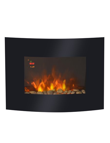 HOMCOM Led Wall Mounted Fireplace Curved Glass Electric Fire Place Fire Place 7 Colour Side Lights Slimline, 900/1800W, 65cm x 5 - pic 110258 | FastDaddyshop