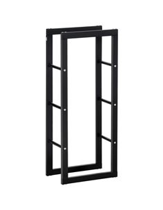 HOMCOM Metal Firewood Log Holder Tall Firewood Rack Indoor Outdoor Fireplace Wood Storage Shelf with Side Rails, Rust-Resistant,