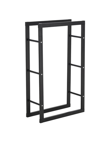HOMCOM Metal Firewood Log Holder Tall Firewood Rack Indoor Outdoor Fireplace Wood Storage Shelf with Side Rails, Rust-Resistant, - pic 110276 | FastDaddyshop