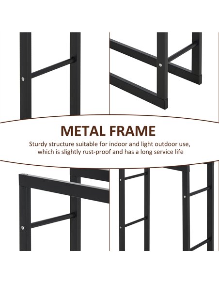 HOMCOM Metal Firewood Log Holder Tall Firewood Rack Indoor Outdoor Fireplace Wood Storage Shelf with Side Rails, Rust-Resistant, - pic 110281 | FastDaddyshop