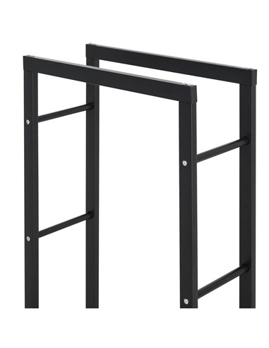 HOMCOM Metal Firewood Log Holder Tall Firewood Rack Indoor Outdoor Fireplace Wood Storage Shelf with Side Rails, Rust-Resistant,