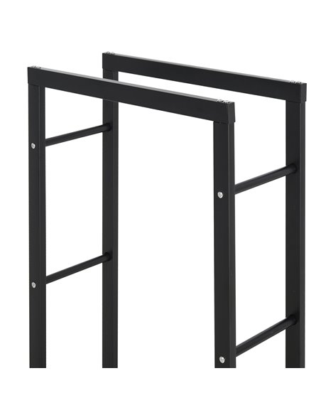 HOMCOM Metal Firewood Log Holder Tall Firewood Rack Indoor Outdoor Fireplace Wood Storage Shelf with Side Rails, Rust-Resistant, - pic 110283 | FastDaddyshop
