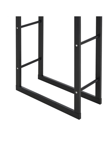 HOMCOM Metal Firewood Log Holder Tall Firewood Rack Indoor Outdoor Fireplace Wood Storage Shelf with Side Rails, Rust-Resistant,