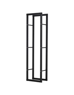 HOMCOM Metal Firewood Log Holder Tall Firewood Rack Indoor Outdoor Fireplace Wood Storage Shelf with Side Rails, Rust-Resistant,