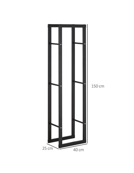 HOMCOM Metal Firewood Log Holder Tall Firewood Rack Indoor Outdoor Fireplace Wood Storage Shelf with Side Rails, Rust-Resistant, - pic 110296 | FastDaddyshop