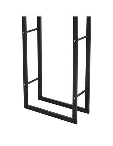 HOMCOM Metal Firewood Log Holder Tall Firewood Rack Indoor Outdoor Fireplace Wood Storage Shelf with Side Rails, Rust-Resistant,