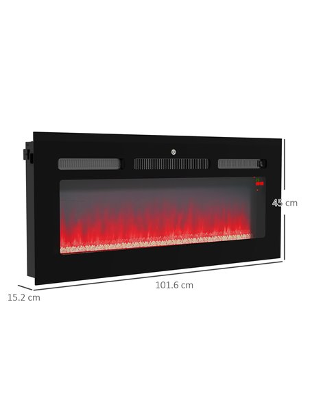 HOMCOM 102cm Electric Fireplace, 2000W Recessed and Wall Mounted Electric Fire with Remote Control, 9 Flame Colour and Crystal,  - pic 110359 | FastDaddyshop