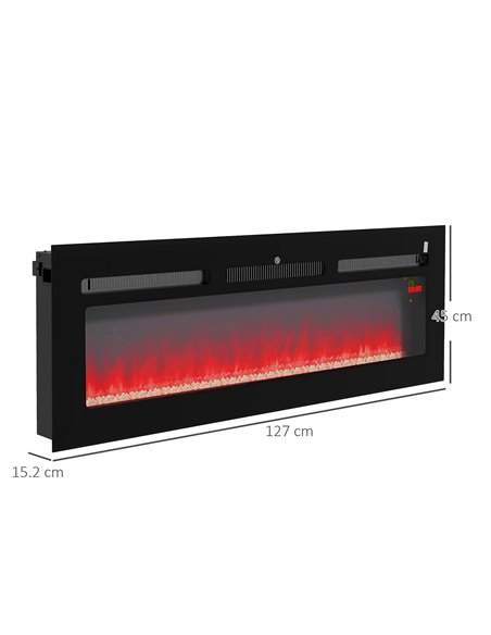 HOMCOM 127cm Electric Fireplace, 2000W Recessed and Wall Mounted Electric Fire with Remote Control, 9 Flame Colour and Crystal,  - pic 110368 | FastDaddyshop