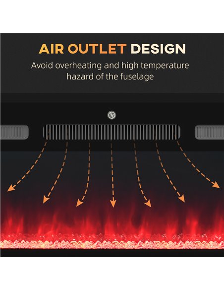 HOMCOM 127cm Electric Fireplace, 2000W Recessed and Wall Mounted Electric Fire with Remote Control, 9 Flame Colour and Crystal,  - pic 110372 | FastDaddyshop