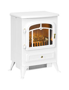 HOMCOM Modern Electric Fireplace, Freestanding Electric Stove Fire with Flame Effect, 950/1850W, White 820-038V70WT