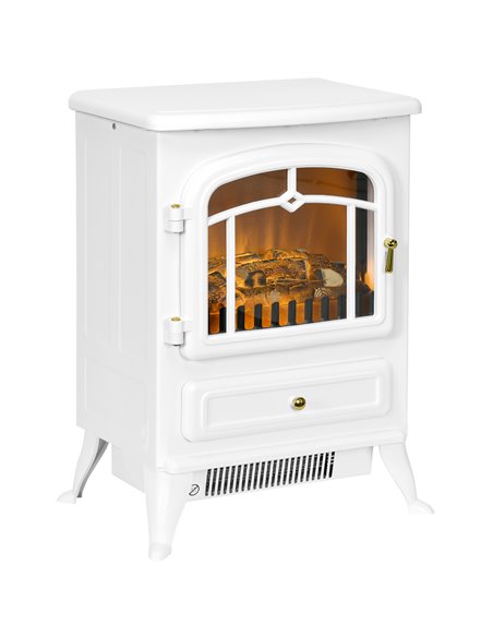 HOMCOM Modern Electric Fireplace, Freestanding Electric Stove Fire with Flame Effect, 950/1850W, White 820-038V70WT - pic 110384 | FastDaddyshop