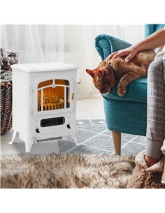 HOMCOM Modern Electric Fireplace, Freestanding Electric Stove Fire with Flame Effect, 950/1850W, White 820-038V70WT 2