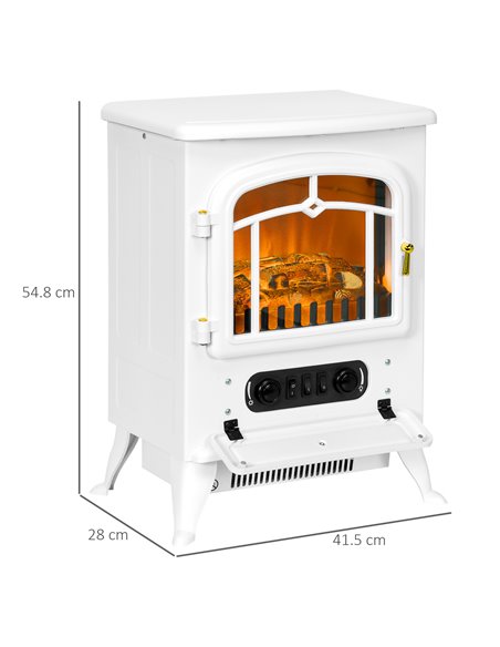 HOMCOM Modern Electric Fireplace, Freestanding Electric Stove Fire with Flame Effect, 950/1850W, White 820-038V70WT - pic 110386 | FastDaddyshop