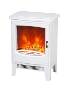 HOMCOM Tempered Glass Casing Electric Fireplace, Freestanding Electric Fire with Realistic Flame Effect, Electric Log Burner wit