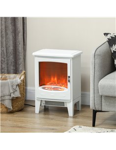 HOMCOM Tempered Glass Casing Electric Fireplace, Freestanding Electric Fire with Realistic Flame Effect, Electric Log Burner wit 2
