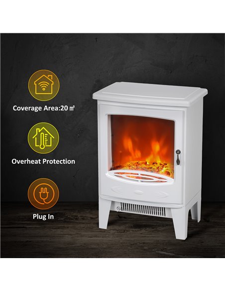HOMCOM Tempered Glass Casing Electric Fireplace, Freestanding Electric Fire with Realistic Flame Effect, Electric Log Burner wit - pic 110405 | FastDaddyshop
