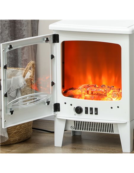 HOMCOM Tempered Glass Casing Electric Fireplace, Freestanding Electric Fire with Realistic Flame Effect, Electric Log Burner wit - pic 110410 | FastDaddyshop