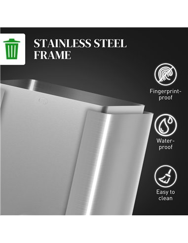 HOMCOM 3 x 15L Pedal Bin, Steel Triple Kitchen Bin with Soft Close Lid, Removable Inner Buckets, Fingerprint-Proof, Silver 851-0