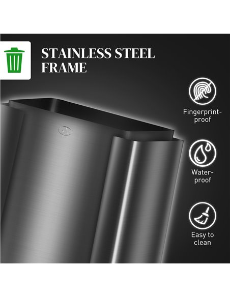 HOMCOM 3 x 15L Pedal Bin, Steel Triple Kitchen Bin with Soft Close Lid, Removable Inner Buckets, Fingerprint-Proof, Black 851-03 - pic 110427 | FastDaddyshop