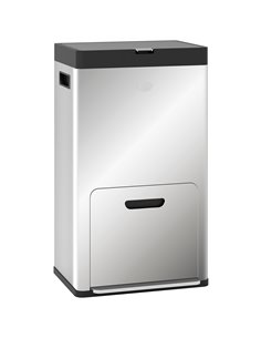 HOMCOM 56L Triple Compartment Stainless Steel Kitchen Bin, with Deodoriser Holders and Wheels - Silver Tone 851-042V00SR