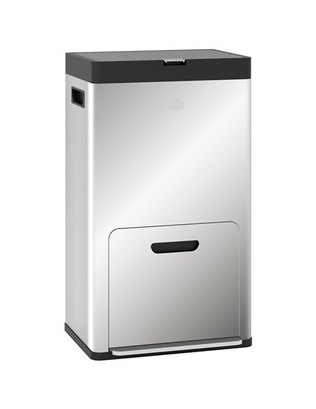 HOMCOM 56L Triple Compartment Stainless Steel Kitchen Bin, with Deodoriser Holders and Wheels - Silver Tone 851-042V00SR - pic 110429 | FastDaddyshop