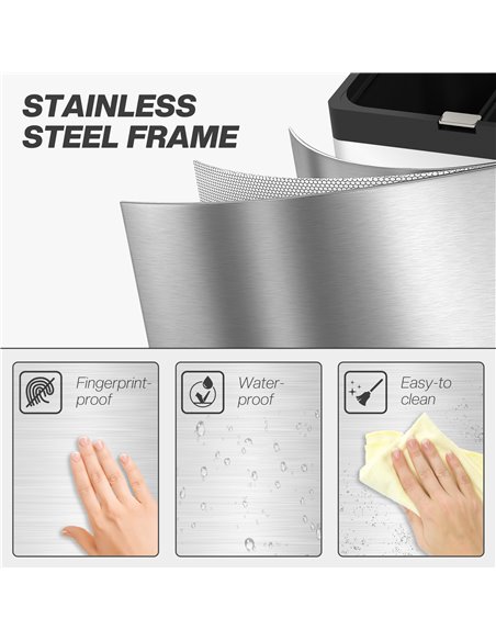 HOMCOM 56L Triple Compartment Stainless Steel Kitchen Bin, with Deodoriser Holders and Wheels - Silver Tone 851-042V00SR - pic 110436 | FastDaddyshop