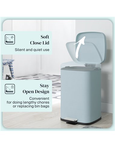 HOMCOM 20L Modern Boxy Metal Home Kitchen Bin - Light Green 851-039V01GN