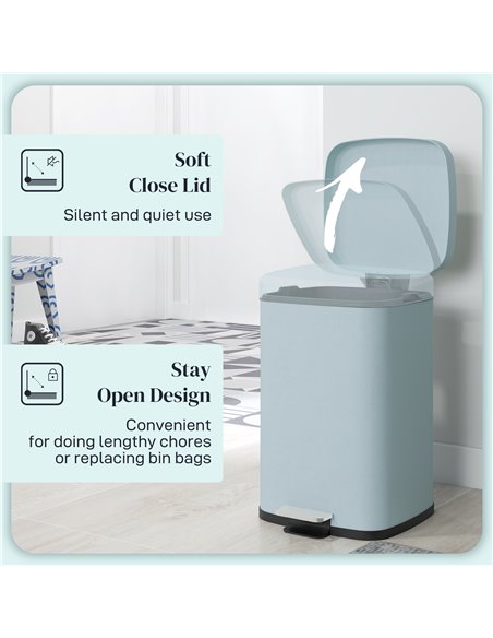 HOMCOM 20L Modern Boxy Metal Home Kitchen Bin - Light Green 851-039V01GN - pic 110442 | FastDaddyshop
