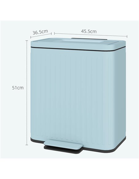 HOMCOM Dual Kitchen Bin, 2 x 20L Double Bin for Recycling and Waste, Fingerprint-proof Pedal Bin with Soft-Close Lid, Removable  - pic 110449 | FastDaddyshop