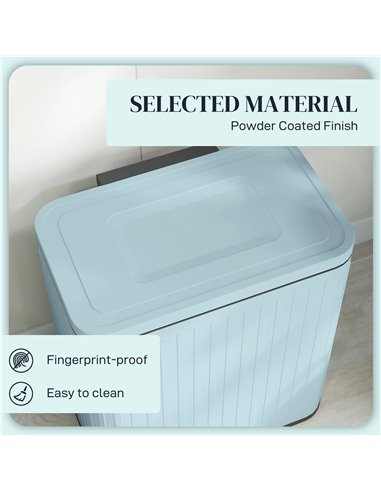 HOMCOM Dual Kitchen Bin, 2 x 20L Double Bin for Recycling and Waste, Fingerprint-proof Pedal Bin with Soft-Close Lid, Removable 