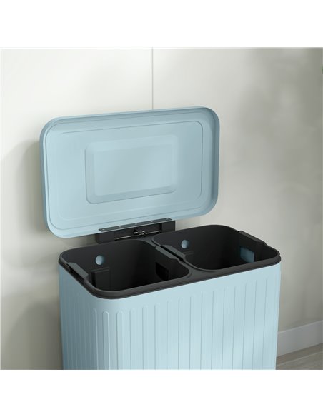 HOMCOM Dual Kitchen Bin, 2 x 20L Double Bin for Recycling and Waste, Fingerprint-proof Pedal Bin with Soft-Close Lid, Removable  - pic 110455 | FastDaddyshop