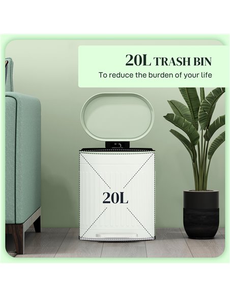 HOMCOM 20 Litre Pedal Bin, Fingerprint Proof Kitchen Bin with Soft-close Lid, Metal Rubbish Bin with Foot Pedal and Removable In - pic 110459 | FastDaddyshop