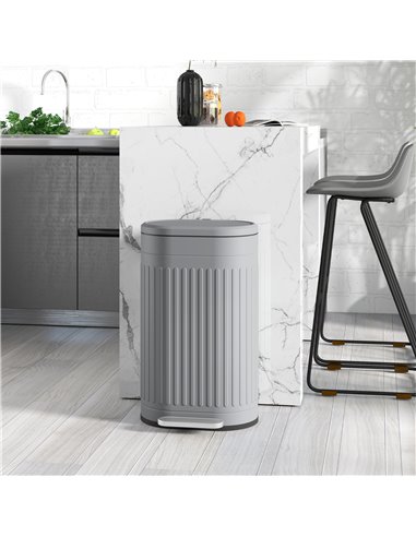 HOMCOM 30 Litre Pedal Bin, Fingerprint Proof Kitchen Bin with Soft-close Lid, Metal Rubbish Bin with Foot Pedal and Removable In