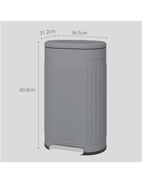 HOMCOM 30 Litre Pedal Bin, Fingerprint Proof Kitchen Bin with Soft-close Lid, Metal Rubbish Bin with Foot Pedal and Removable In - pic 110467 | FastDaddyshop