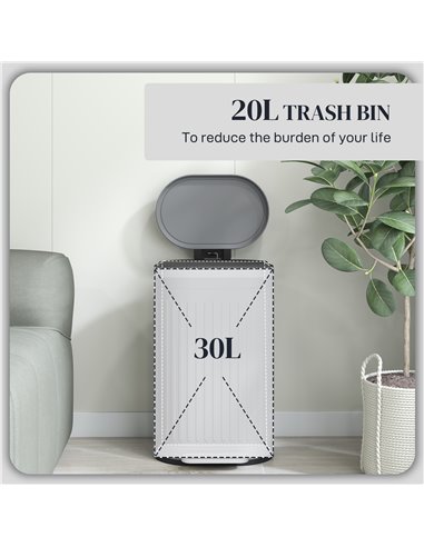HOMCOM 30 Litre Pedal Bin, Fingerprint Proof Kitchen Bin with Soft-close Lid, Metal Rubbish Bin with Foot Pedal and Removable In