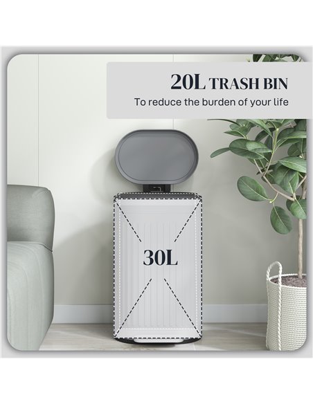 HOMCOM 30 Litre Pedal Bin, Fingerprint Proof Kitchen Bin with Soft-close Lid, Metal Rubbish Bin with Foot Pedal and Removable In - pic 110468 | FastDaddyshop