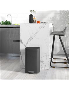 HOMCOM 20L Modern Boxy Metal Home Kitchen Bin - Black 851-039V01BK 2