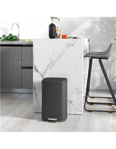 HOMCOM 20L Modern Boxy Metal Home Kitchen Bin - Black 851-039V01BK