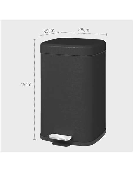 HOMCOM 20L Modern Boxy Metal Home Kitchen Bin - Black 851-039V01BK - pic 110476 | FastDaddyshop