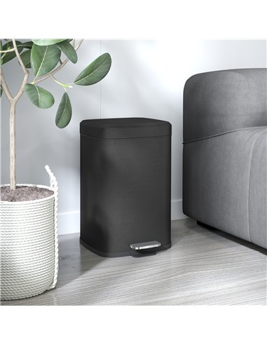 HOMCOM 20L Modern Boxy Metal Home Kitchen Bin - Black 851-039V01BK