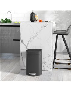 HOMCOM 12L Modern Boxy Metal Home Kitchen Bin - Black 851-039V00BK 2