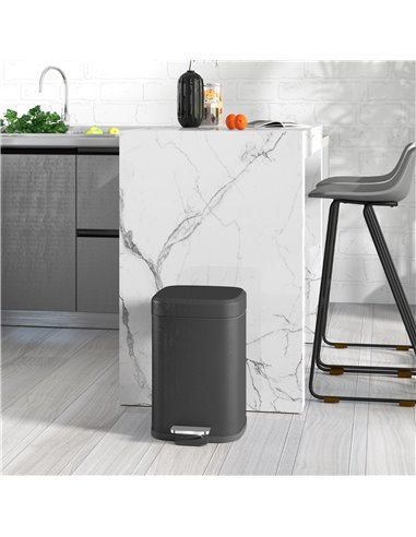 HOMCOM 12L Modern Boxy Metal Home Kitchen Bin - Black 851-039V00BK