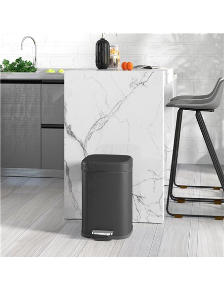 HOMCOM 12L Modern Boxy Metal Home Kitchen Bin - Black 851-039V00BK - pic 110484 | FastDaddyshop