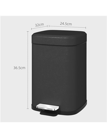 HOMCOM 12L Modern Boxy Metal Home Kitchen Bin - Black 851-039V00BK - pic 110485 | FastDaddyshop