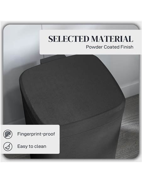 HOMCOM 12L Modern Boxy Metal Home Kitchen Bin - Black 851-039V00BK - pic 110488 | FastDaddyshop