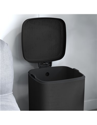 HOMCOM 12L Modern Boxy Metal Home Kitchen Bin - Black 851-039V00BK